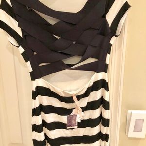 BCBG striped T-shirt with open crisscross back